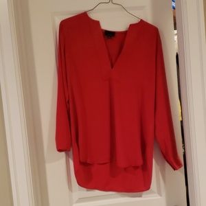 Red Tunic Length Blouse